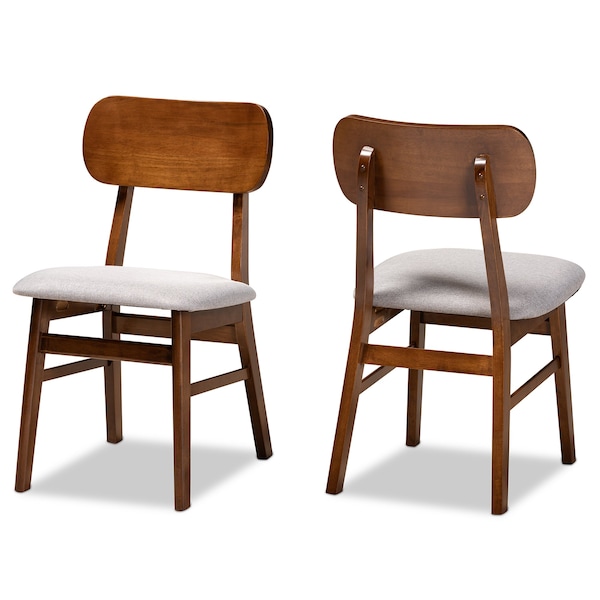 Baxton Studio Euclid Mid-Century Modern Grey Fabric and Walnut Brown Finished Wood 2-Piece Dining Chair Set 184-11647-Zoro - main